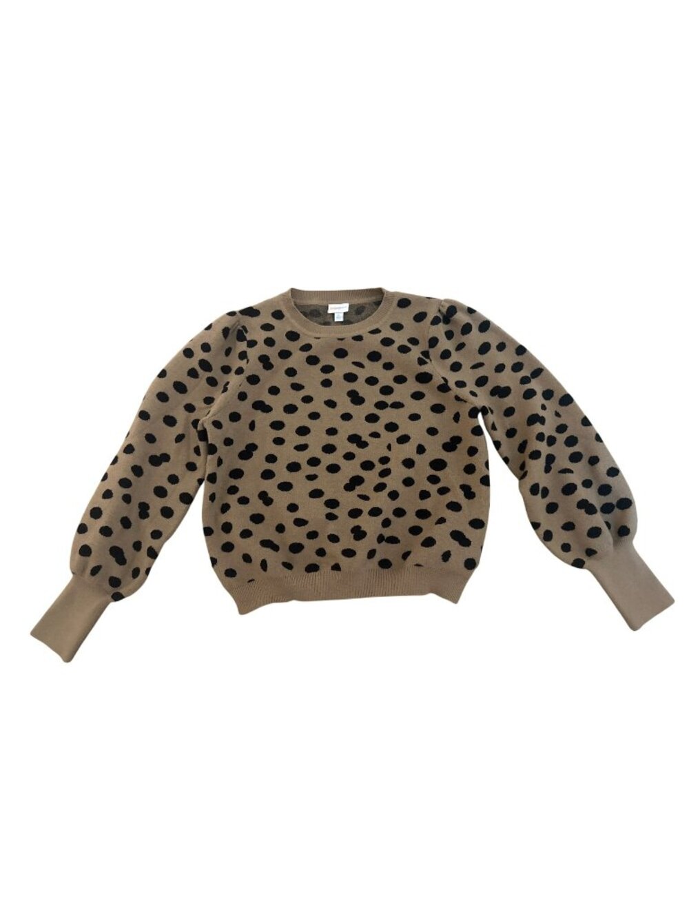 LuLaRoe Womens Sweater XL Beige Polka Dot With Balloon Sleeves Cozy FAll